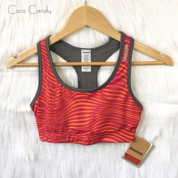 🆕Reebok Orange Wave Reversible Sports Bra - Picture 2 of 5